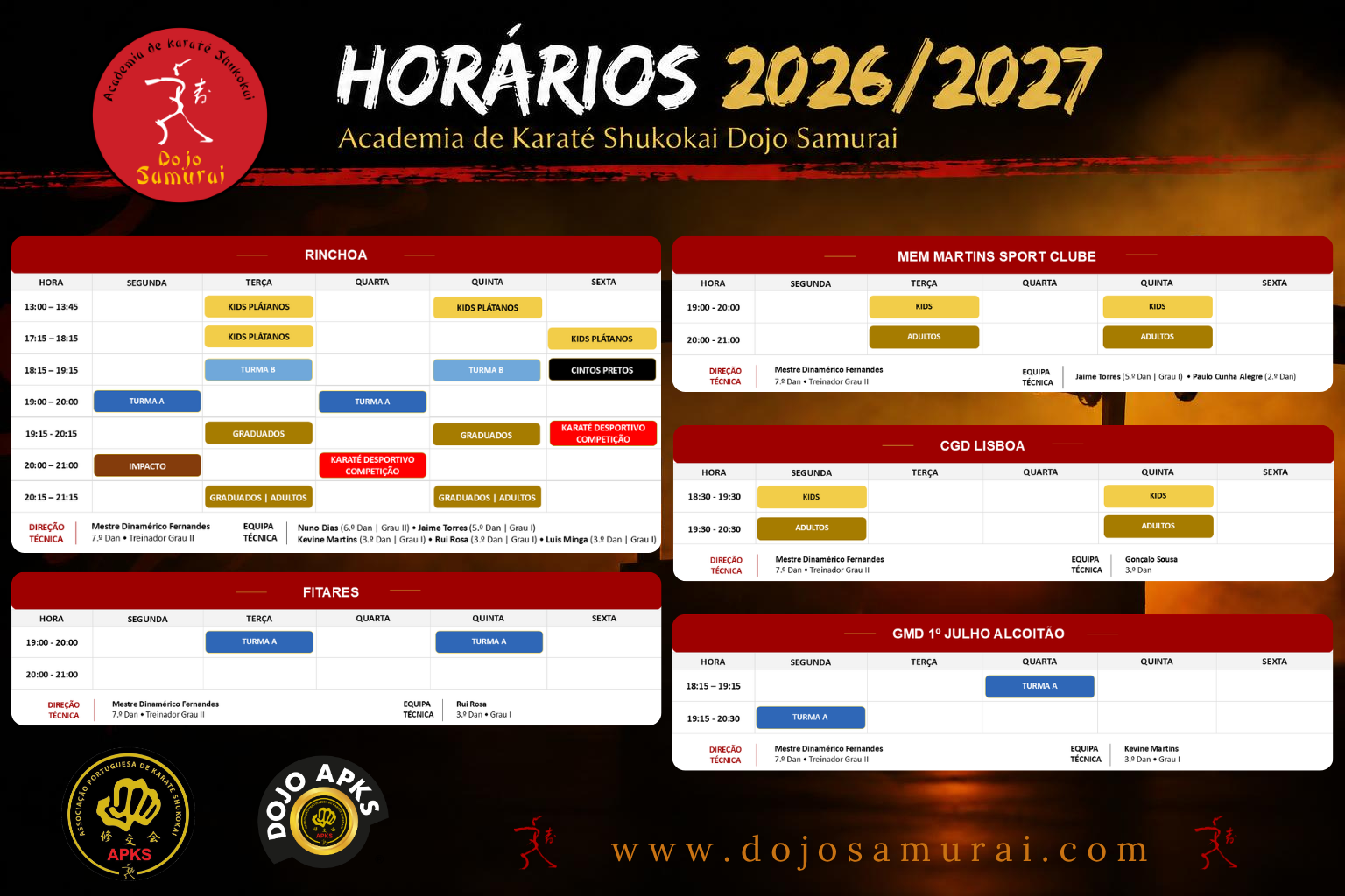 Horário do Dojo Samurai
