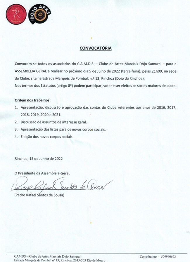 CONVOCATÓRIA ASSEMBLEIA GERAL - 05/07/2022